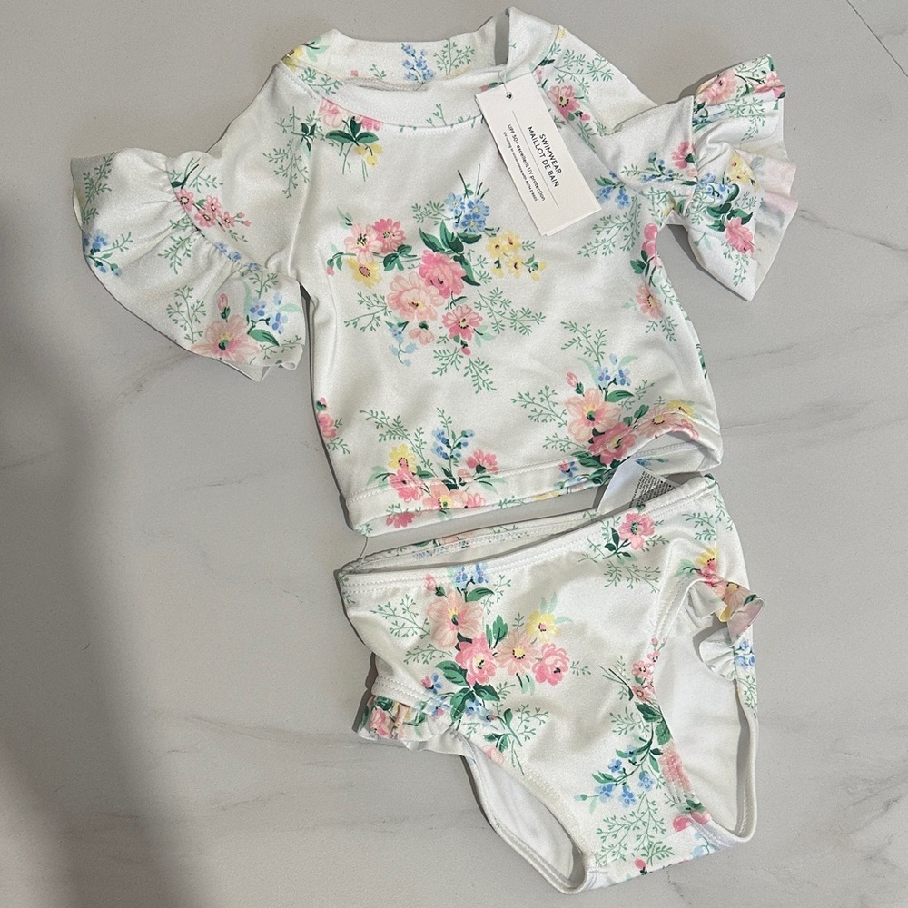 Janie and Jack White Floral Swimwear